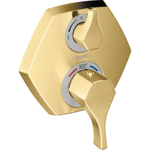 Hansgrohe 04821250 Locarno Thermostatic Trim with Volume Control in Brushed Gold Optic