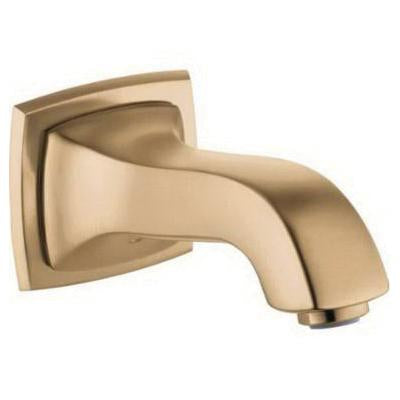 Brushed bronze tub spout with curved rectangular spout and square wall-mounted base.