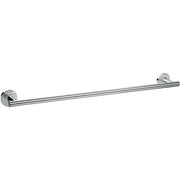 Chrome towel bar with circular wall mounts on each end, approximately 24 inches long.
