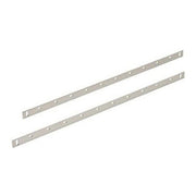 Two stainless steel mounting brackets with evenly spaced holes for installation.