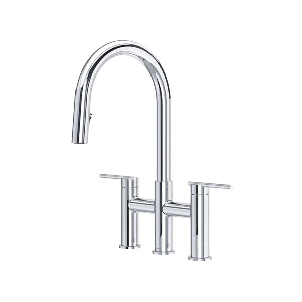 ROHL Lateral Bridge Pull-Down Kitchen Faucet with C-Spout - Chrome