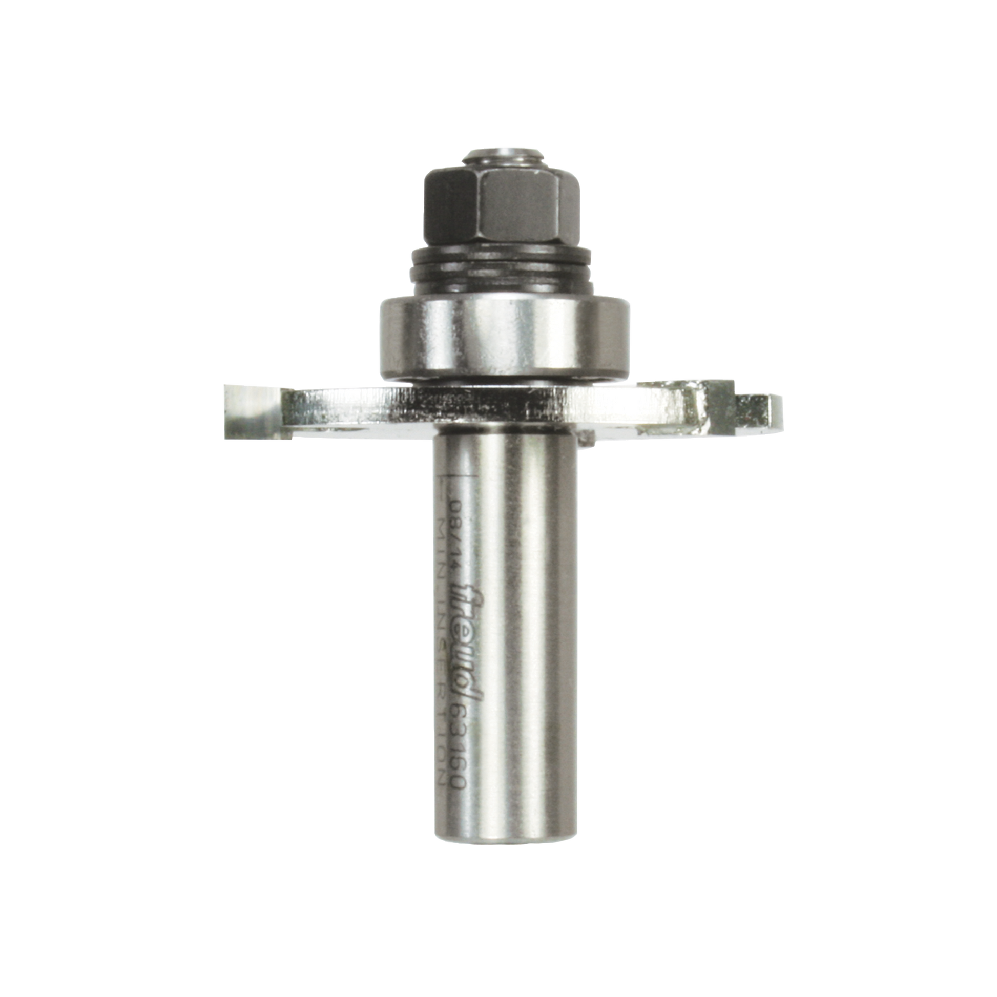 Steel slotting cutter with cylindrical shaft, horizontal cutting blade, and hexagonal collet nut at top.