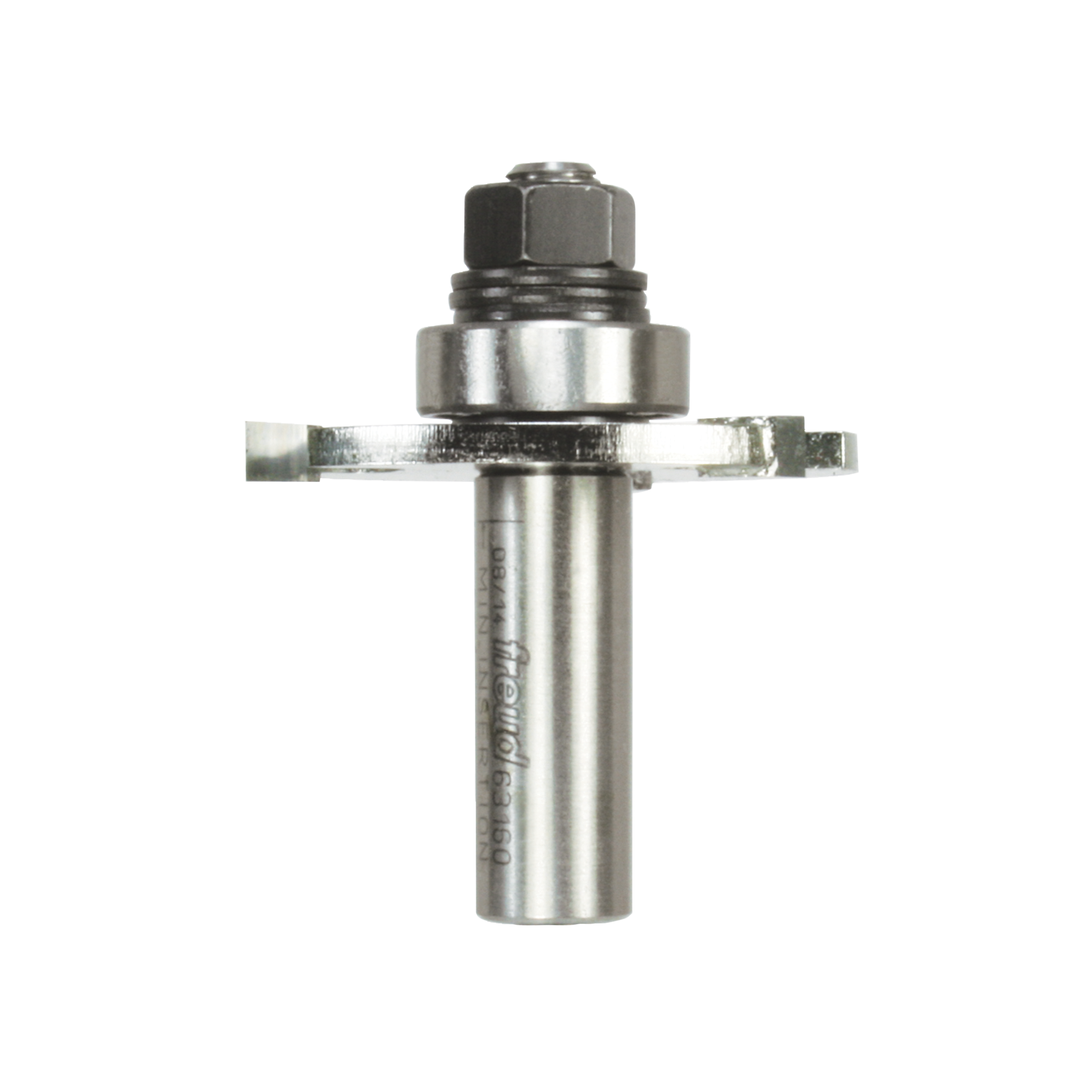 Steel slotting cutter with cylindrical shaft, horizontal cutting blade, and hexagonal collet nut at top.
