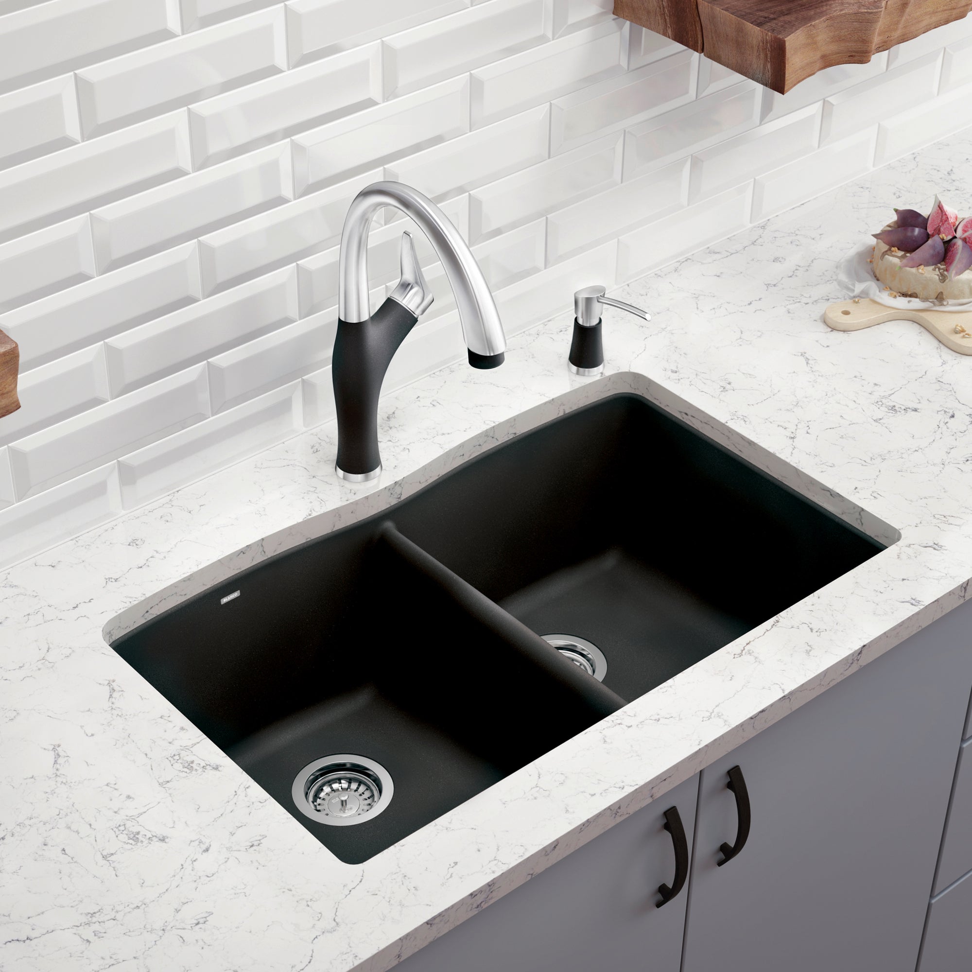 Blanco 440220 Diamond Equal Double Bowl Silgranit II: Anthracite Drop In Kitchen Sink