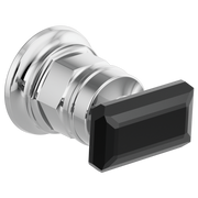 Wall mount lavatory faucet handle kit with polished chrome body and black crystal rectangular knob.