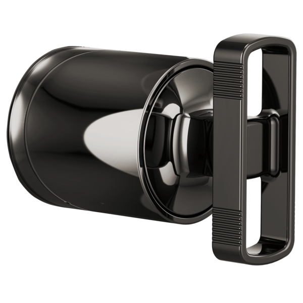 Black matte cylindrical valve trim with rectangular handle and chrome accent ring.