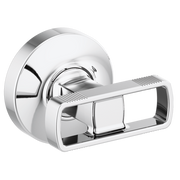 Chrome wall-mounted tub filler handle with rectangular lever and circular mounting plate.