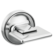 Chrome wall-mounted tub filler handle with rectangular lever design and circular flange backing.
