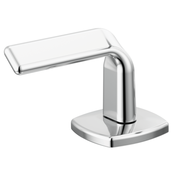Chrome bathroom faucet handle with rectangular lever and square base in polished finish.