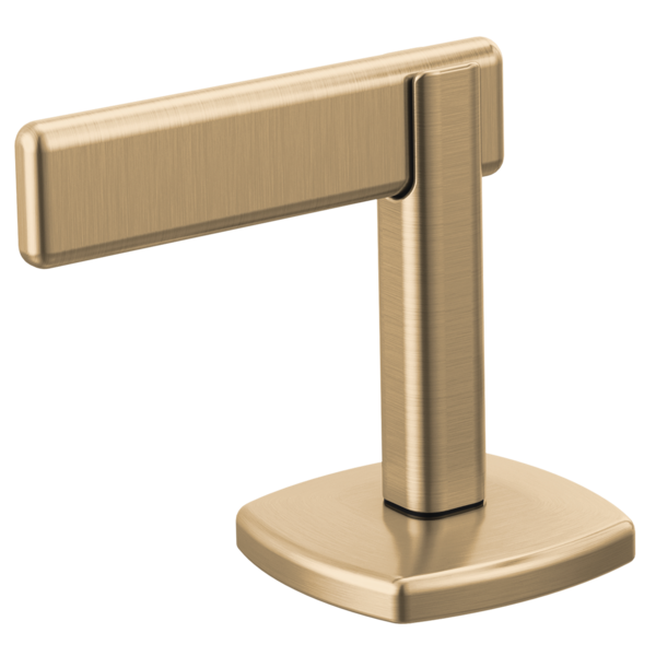 Brushed gold lever handle with rectangular arm and square base mount.