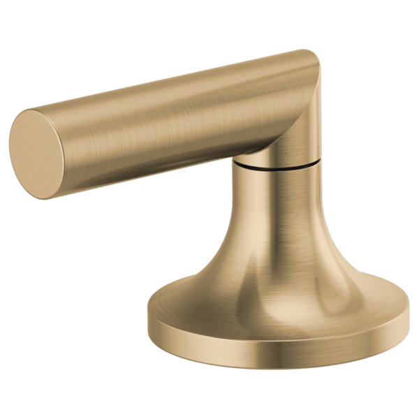 Brizo Odin brushed gold widespread lavatory faucet handle with low lever design and round base.