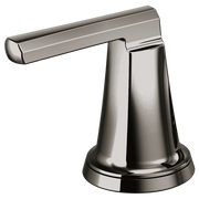 Brizo Levoir black onyx faucet handle with lever arm and round base for widespread lavatory sink.