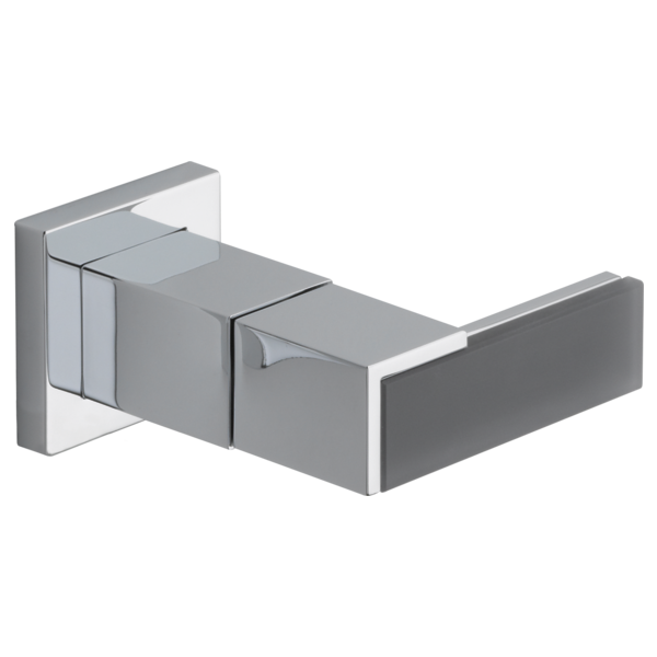 Wall-mounted lavatory faucet with solar gray glass lever handle and chrome finish mounting plate.