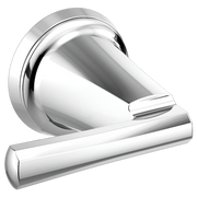 Polished chrome wall-mount lavatory faucet with single lever handle and curved spout.