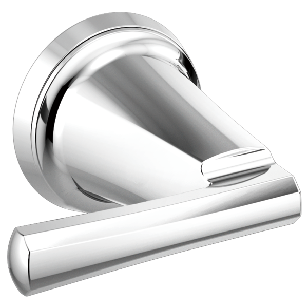 Polished chrome wall-mount lavatory faucet with single lever handle and curved spout.