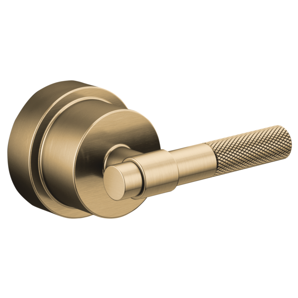 Brizo Litze pressure balance valve trim with champagne bronze T-lever handle and knurled grip.
