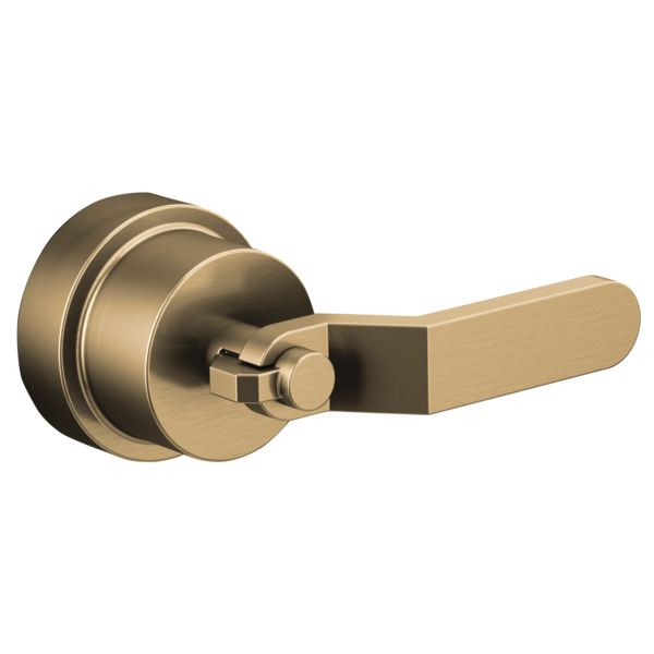 Brizo Litze pressure balance valve trim with brushed bronze cylindrical body and rectangular lever handle.