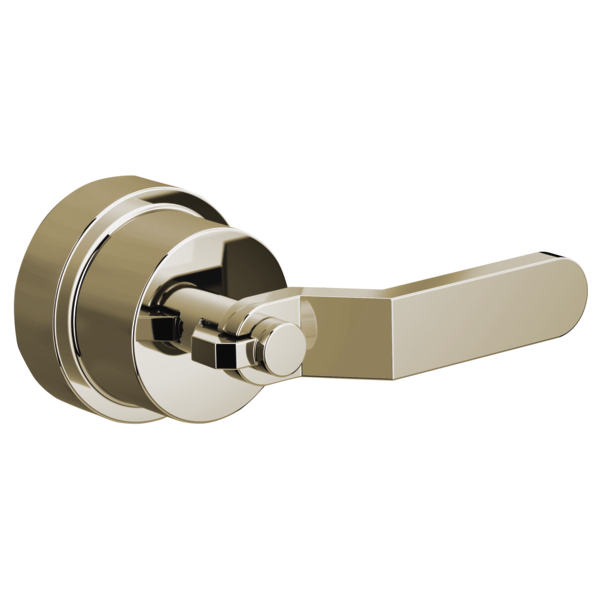 Brizo Litze pressure balance valve trim with industrial lever handle in brushed nickel finish.