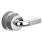 Brizo Litze pressure balance valve trim with chrome notch lever handle and circular escutcheon plate.