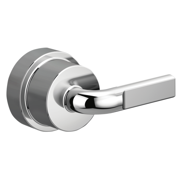 Brizo Litze pressure balance valve trim with chrome notch lever handle and circular escutcheon plate.