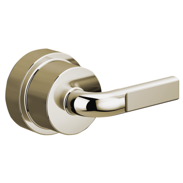 Brizo Litze pressure balance valve trim with notch lever handle in brushed nickel and chrome finish.