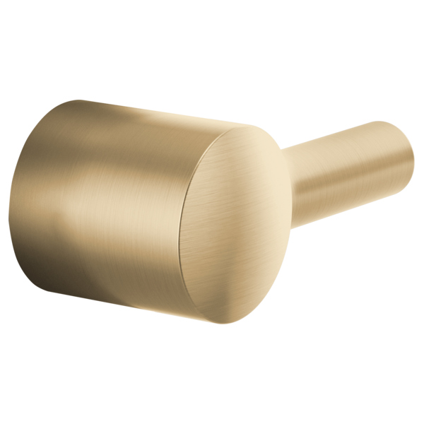 Brushed gold cylindrical lever handle with rounded knob and straight shaft extending to the right.