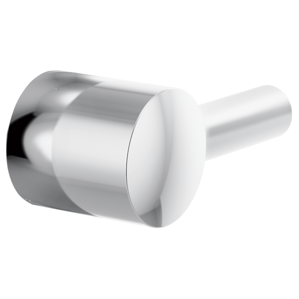 Chrome pressure balance trim lever handle with cylindrical body and extended handle arm.