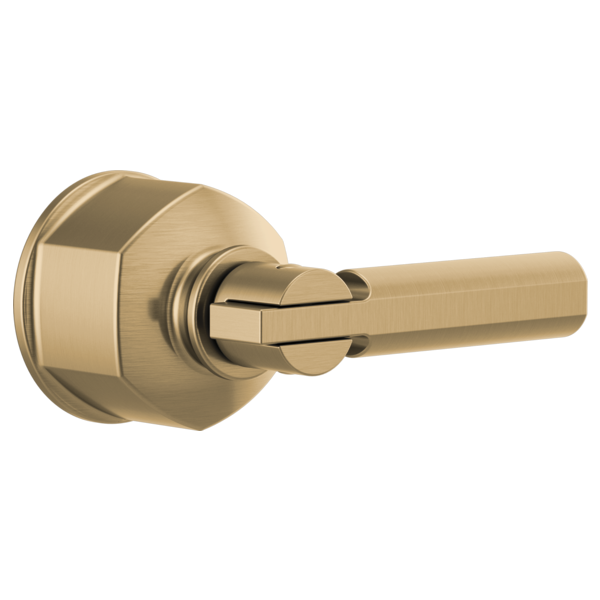 Champagne bronze lever handle trim kit with circular escutcheon plate for pressure balance valve.