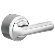 Polished chrome lever handle with circular escutcheon plate for pressure balance valve trim.