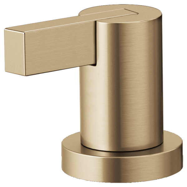 Brushed champagne bronze Roman tub faucet handle with extended rectangular lever and circular base mount.