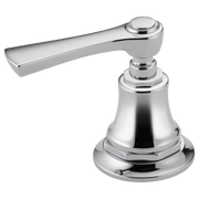 Polished chrome Roman tub faucet lever handle with bell-shaped spout and circular base.