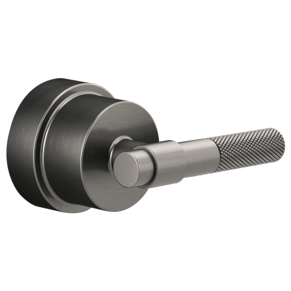 Chrome thermostatic valve trim with T-lever handle, circular trim ring, and textured grip.