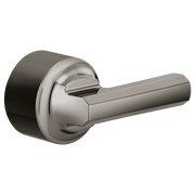Black onyx and chrome thermostatic valve trim with lever handle and circular escutcheon plate.