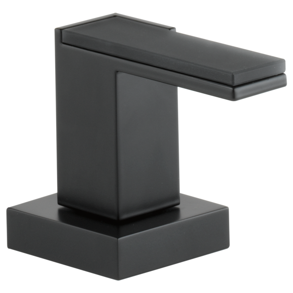 Solar gray modern Roman tub faucet with glass lever handle and geometric square design.