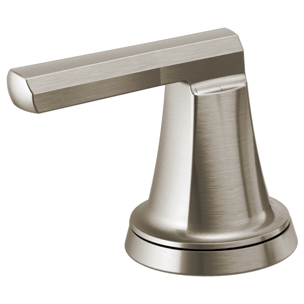 Brushed nickel bidet lever handle with conical base and horizontal bar-style control arm.