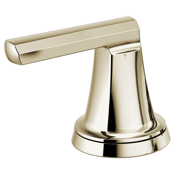 Polished brass bidet lever handle with conical base and horizontal control arm.