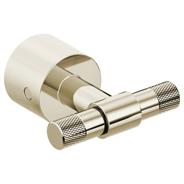 Chrome wall-mount tub filler with two knurled T-lever handles and cylindrical escutcheon plate.