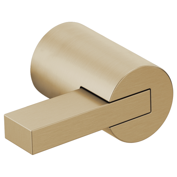 Champagne bronze two-handle wall mount tub filler with extended lever handles and curved spout design.