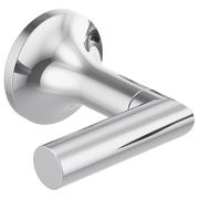 Chrome wall-mounted tub filler with curved spout and cylindrical lever handle.