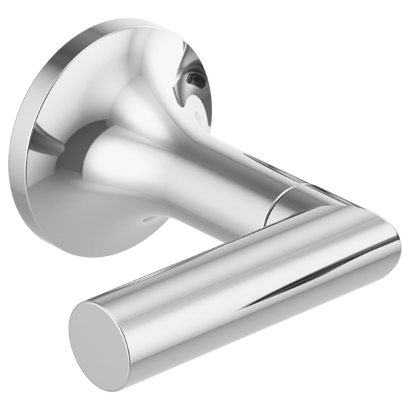 Chrome wall-mounted tub filler with curved spout and cylindrical lever handle.