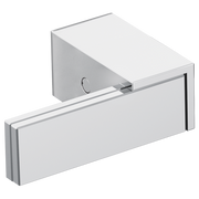 Chrome two-handle wall-mount tub filler with lever handles and rectangular spout.