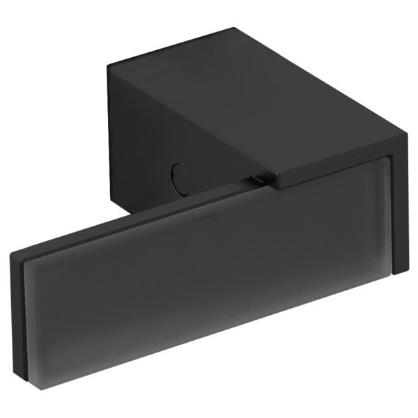 Solar gray two-handle wall-mount tub filler with glass lever handles and matte black finish.