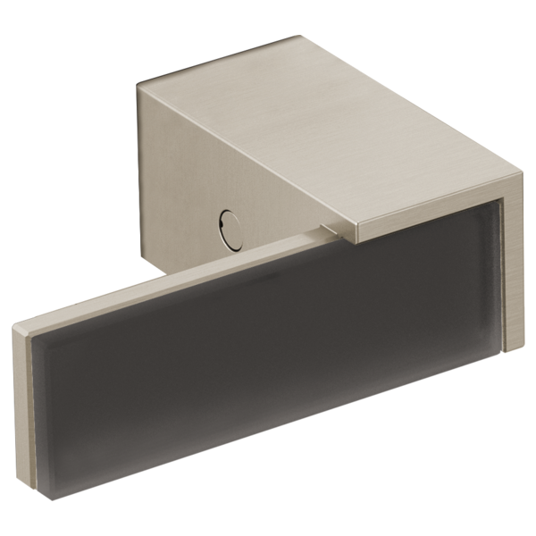 Wall-mounted tub filler with two-handle lever controls in solar gray finish with glass accents.