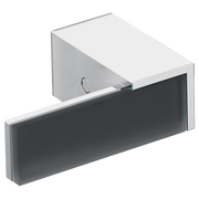 Wall-mount tub filler with two glass lever handles in solar gray and chrome finish, shown at an angle.
