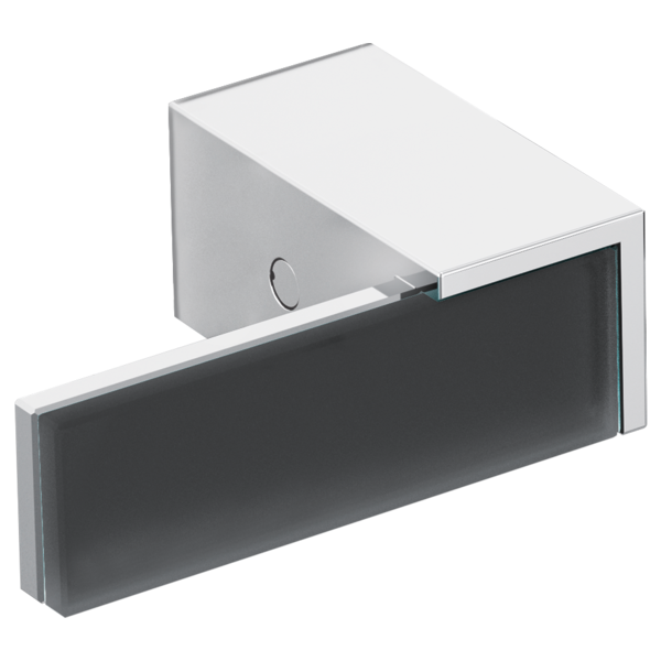 Wall-mount tub filler with two glass lever handles in solar gray and chrome finish, shown at an angle.