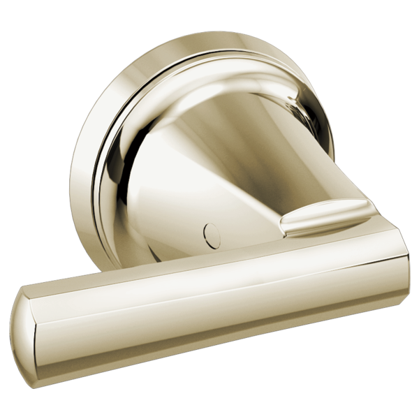 Polished nickel wall-mount tub filler with round escutcheon and lever handle.