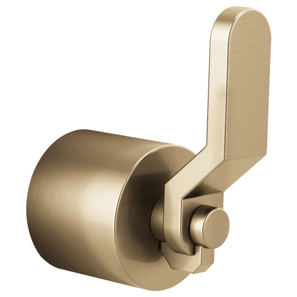 Champagne bronze diverter trim with industrial lever handle and cylindrical mounting base.
