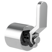 Chrome diverter trim with industrial lever handle and cylindrical valve body for multi-setting water control.