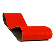 Red sanding belt with black backing, 4 inches wide by 36 inches long, 50 grit abrasive surface.