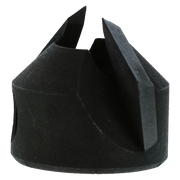 Carbide tipped boring bit with pointed cutting edges and cylindrical body in dark gray/black finish.